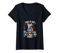 Womens My Pajamakah Shirt Hanukkah Chihuahua Menorah Jewish Family V-Neck T-Shirt