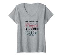 Women's My Patients Get Prayers for Free Christian Nurse V-Neck T-Shirt