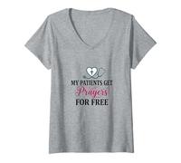Women's My Patients Get Prayers for Free Christian Nurse V-Neck T-Shirt