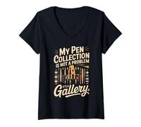 Women's My Pen Collection is Not A Problem It's A Gallery V-Neck T-Shirt