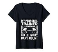Women's My Personal Trainer is Awesome Funny Gym V-Neck T-Shirt