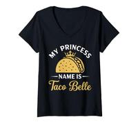 Women's My Princess Name is Taco Belle Funny Cinco de Mayo V-Neck T-Shirt