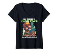 Womens MY RESTING HIKE FACE SCARES BEARS V-Neck T-Shirt