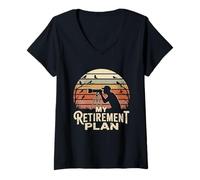 Women's My Retirement Plan Bird Watching Retro Sunset Photographer V-Neck T-Shirt