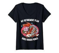Women's My Retirement Plan Build Bigger Ponds Funny Koi Keeper V-Neck T-Shirt