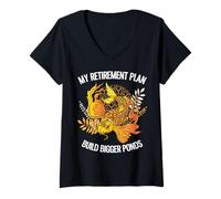 Women's My Retirement Plan Build Bigger Ponds Funny Koi Keeper V-Neck T-Shirt