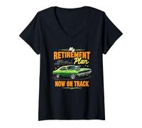 Womens My Retirement Plan Is Now On Track, Retirement Car Racing V-Neck T-Shirt