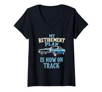 Womens My Retirement Plan Is Now On Track, Retirement Car Racing V-Neck T-Shirt