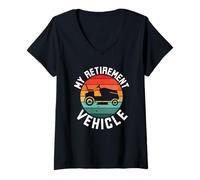 Womens My Retirement Vehicle funny lawnmower dad retirement humor V-Neck T-Shirt