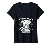 Women's My Ridgeback Knows Everyone V-Neck T-Shirt