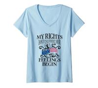 Womens My Rights Don't End Where Your Feelings Begin - Gadsden Flag V-Neck T-Shirt