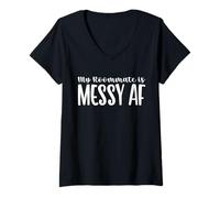 Womens My Roommate is Messy AF Funny Home Living Design V-Neck T-Shirt