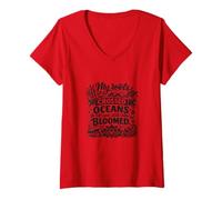 Women's My Roots Crossed Oceans and Still Bloomed V-Neck T-Shirt