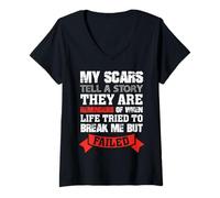 Women's My Scars Tell A Story Battle Scars V-Neck T-Shirt
