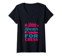 Women's My Schedule is Always Open for Chess V-Neck T-Shirt