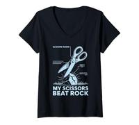 Womens My Scissors Beat Rock Engineering Diagram Joke for Nerds V-Neck T-Shirt