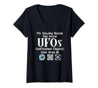 Women's My Sewing Room has More UFOs Unfinished Object Than Area 51 V-Neck T-Shirt