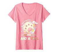 Womens My Shadow Has Four Legs and A Tail Dog Flower Paws V-Neck T-Shirt