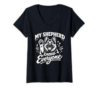Women's My Shepherd Knows Everyone V-Neck T-Shirt