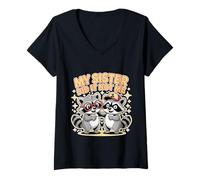 Womens My Sister Did It Not Me Cute Sibling Banters V-Neck T-Shirt