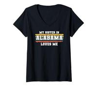 Womens My Sister in Alabama Loves Me Retro Vintage American V-Neck T-Shirt