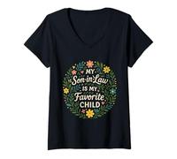 Womens My Son-in-Law Is My Favorite Child Funny Family Humor V-Neck T-Shirt