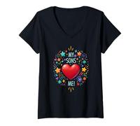 Women's My SONS Loves (Heart Shape) me! - V2 V-Neck T-Shirt