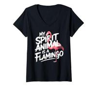 Womens My Spirit Animal Is a Flamingo - Cute & Funny Animal Love V-Neck T-Shirt