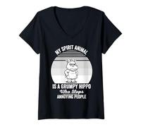 Womens My Spirit Animal is A Grumpy Hippo V-Neck T-Shirt