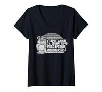 Womens My Spirit Animal is A Grumpy Hippo V-Neck T-Shirt