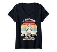 Womens My Spirit Animal is A Grumpy Hippo Who Slaps V-Neck T-Shirt