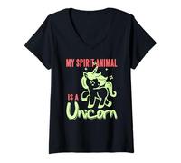 Womens My Spirit Animal is a Unicorn Magic Fantasy Humor V-Neck T-Shirt