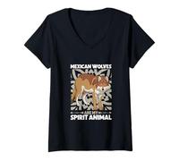 Womens My Spirit Animal - Mexican Wolf V-Neck T-Shirt
