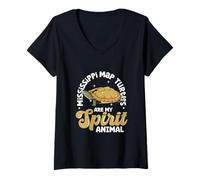 Womens My Spirit Animal - Mississippi Map Turtle V-Neck T-Shirt