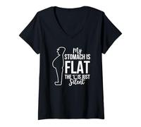 Women's My Stomach is Flat The L is Just Silent Saying Humorous V-Neck T-Shirt
