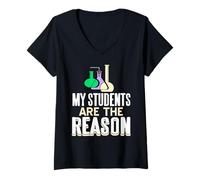 Womens My Students are The Reason I Teach and Inspire in Science V-Neck T-Shirt