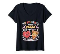 Womens My Students Have a Pizza of My Heart V-Neck T-Shirt