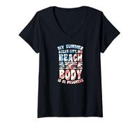 Women's My Summer Ocean City Maryland Beach Body is in Progress V-Neck T-Shirt