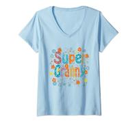 Womens My Super Granny, Fun Floral Gift Tee Shirt, Lt V-Neck T-Shirt