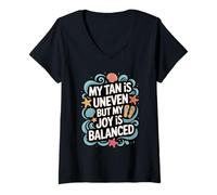 Womens My Tan is Uneven But My Joy is Balanced - Summer V-Neck T-Shirt