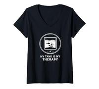 Women's My Tank is My Therapy - Aquarium Motif V-Neck T-Shirt