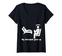 Womens My Therapist Gave Up Funny Cringe Awkward V-Neck T-Shirt