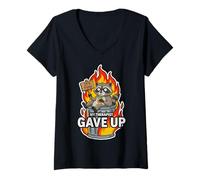 Women's My Therapist Gave Up Raccoon Sitting in A Burning Trash Can V-Neck T-Shirt