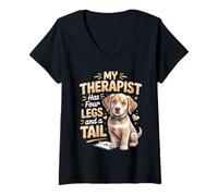 Women's My Therapist Has Four Legs and A Tail V-Neck T-Shirt