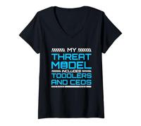 Womens My Threat Model Includes Toddlers and CEOS InfoSec V-Neck T-Shirt