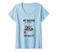 Womens My Tractor is Calling and I Must Go V-Neck T-Shirt