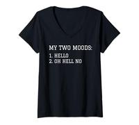 Womens My Two Moods Hello Oh Hell No V-Neck T-Shirt