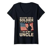 Womens My Uncle is A Soldier Hero Proud Army Nephew Niece Military V-Neck T-Shirt