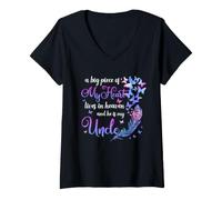 Women's My Uncle Lives in Heaven Memorial Quotes Niece Nephew V-Neck T-Shirt