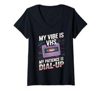 Womens My Vibe is VHS My Patience Dial-Up Funny V-Neck T-Shirt